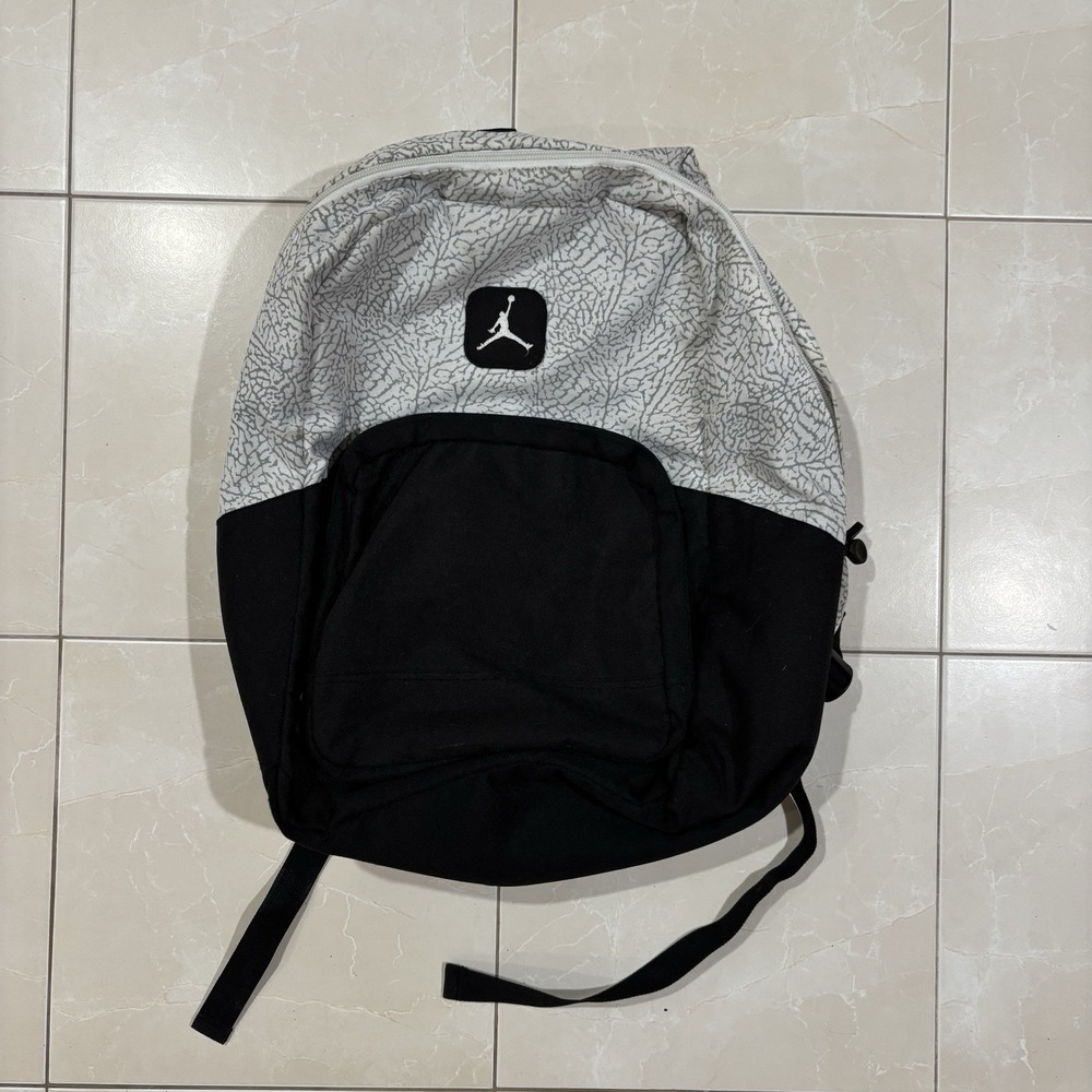 Air Jordan Cement Elephant Print Backpack Men's Adult Size Grey Black White Zip